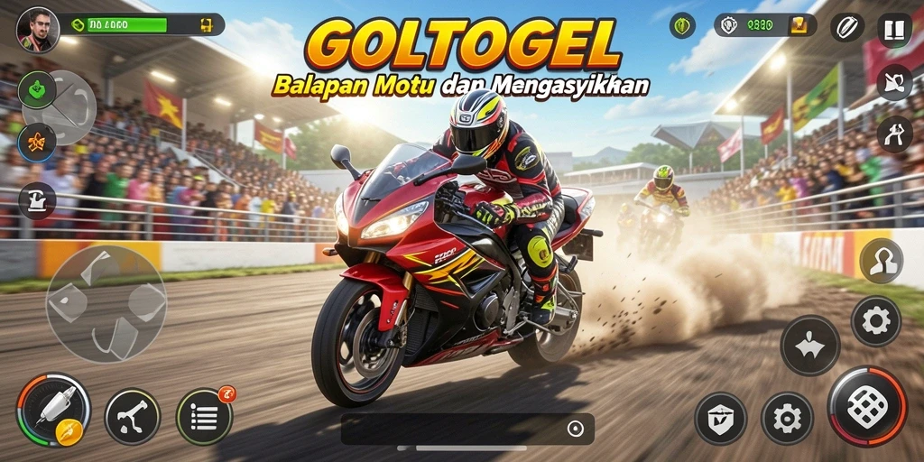 Gameplay seru dalam balapan motor yang mendebarkan.