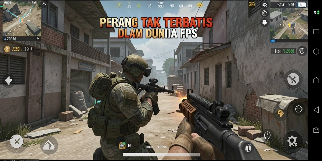 Gameplay seru J200M dengan pertarungan FPS yang mendebarkan.